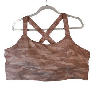 Athleta Warrior Longline Sports Bra Camo Print Pink‎ Performance Athletic DD+ 3X